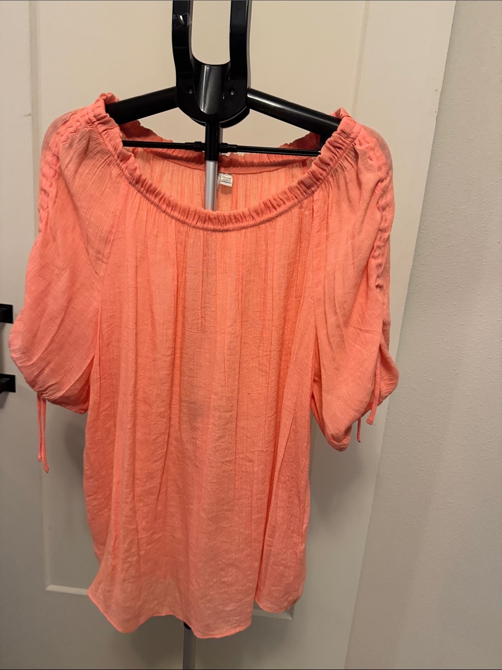 Cato Coral Off-Shoulder Peasant Tunic
